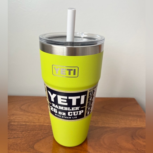 Yeti chartreuse 26oz stackable cup straw new